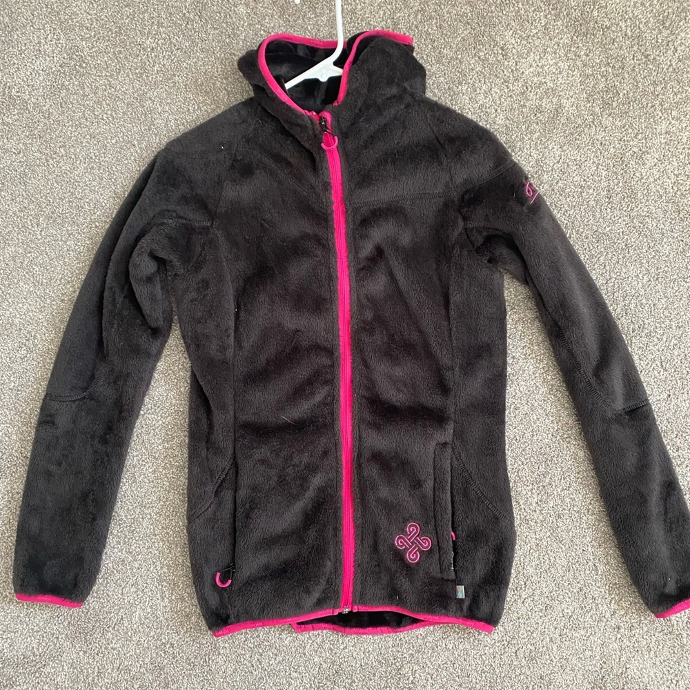 Black Fleece Jacket with Pink Trim